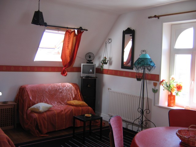 Living area, modern furniture.